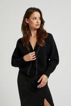 Sweter damski, rozpinany, czarny, Moodo