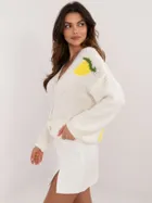 Sweter damski, rozpinany, ecru, Italy Moda