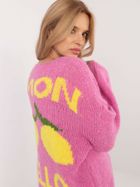 Sweter damski, rozpinany, różowy, Italy Moda