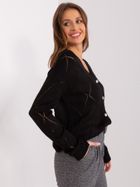 Sweter damski z wełną, rozpinany, czarny, Rue Paris