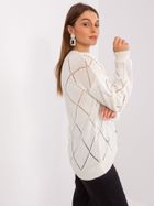 Sweter damski z wełną, rozpinany, ecru, Rue Paris