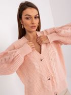 Sweter damski z wełną, rozpinany, różowy, Rue Paris