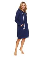 Szlafrok damski z kapturem, granatowy, Doctor Nap
