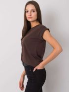 T-shirt damski, brązowy, Basic Feel Good