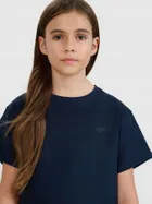 T-shirt dziewczęcy, granatowy, 4F