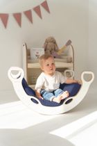 tupti.wood, poduszka do bujaka montessori, materac do małego bujaka, granatowy