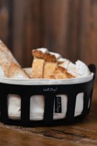 Vialli Design, koszyk na pieczywo z bawełnianym wkładem, Livio, czarny