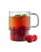 Vialli Design, Livio, szklanki ryflowane z różowym uchem, 350 ml, 2 szt.