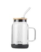 Vialli Design, słoik ze słomką, 600 ml, czarny Fuori