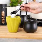 Vilde, cukierniczka i mlecznik, porcelanowe, czarne, 3 elementy