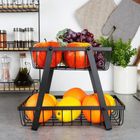 Vilde, koszyk na owoce metalowy, 2-poziomowy, czarny