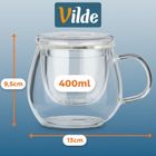 Vilde, kubek z zaparzaczem i pokrywką, szklany, 400 ml