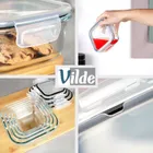 Vilde, pojemniki na żywność szklane z pokrywką i uszczelką, kwadratowe, 4 szt.