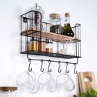 Vilde, półka ścienna z wieszakami, metalowa, 41-12-25,5 cm