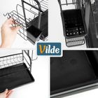 Vilde, suszarka na naczynia, metalowa, czarna, 2-poziomowa, 52-24,5-40 cm