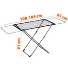 Vilde, suszarka na pranie, metalowa i rozsuwana, czarna, rozmiar XXL, 108-182 cm