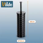 Vilde, szczotka do toalety, silikonowa, ze stojakiem metalowym, czarna, 38-10 cm