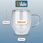 Vilde, szklanki termiczne z podwójną ścianką, do kawy i herbaty, 320 ml, 2 szt.