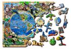 Wooden.City, Zwierzęta świata, mapa, drewniane puzzle z figurkami, 1010 elementów