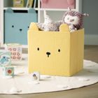 Zeller, Cozy Kids, pojemnik na zabawki z uszkami, muślinowy, żółty, 28-28-28 cm