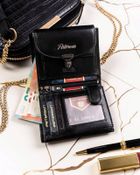 Zestaw prezentowy: Portfel, Brelok, czarny, skórzany, Peterson