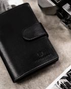 Zestaw prezentowy: Portfel, Brelok, czarny, skórzany, Peterson