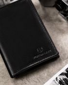 Zestaw prezentowy: Portfel, Brelok, czarny, skórzany, Peterson