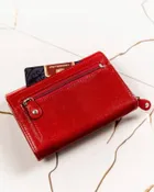 Zestaw prezentowy: Portfel, Brelok, czerwony, skórzany, Peterson