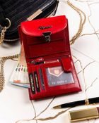 Zestaw prezentowy: Portfel, Brelok, czerwony, skórzany, Peterson