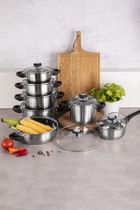 Altom Design, Emilio, rondel nierdzewny z pokrywą szklaną, 1,2l, 16 cm