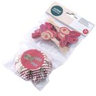 Altom Design, komplet 24 papierowych foremek do babeczek i 24 ozdobnych wykałaczek, renifer