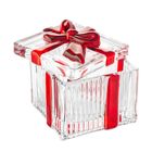 Altom Design, puzderko kwadratowe szklane z czerwoną kokardą, 7-7-12 cm, color box