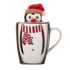 Altom Design, zimowy kubek baryłka nbc, 340 ml, z maskotką, pingwinek, w opasce