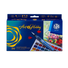 Astra, Art&Hobby, zestaw: farby akwarelowe + pędzelek wodny + paletka, 36 kolorów