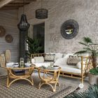 Atmosphera, stolik boczny do kanapy, Farah, rattanowy, szklany blat, Ø 60 cm