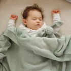 BabyOno, kocyk bawełniany z ociepleniem, szałwiowy, 75-100 cm