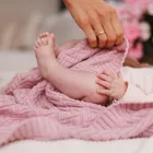 BabyOno, kocyk dzianinowy, bawełniany, różowy