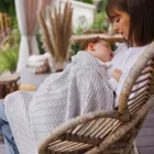 BabyOno, kocyk dzianinowy, bawełniany, szary