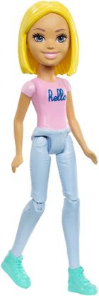 Barbie, On the Go, lalka w różowej bluzce z napisem Hello