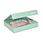 Beaba, First Meals 3w1, zestaw prezentowy: talerzyk + zestaw sztućców + śliniak, savannah bloom