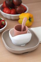 Beaba, komplet naczyń z silikonu z przyssawką, terracotta