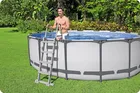 Bestway, basen stelażowy z pompą filtrującą i akcesoriami, okrągły, 122-457cm, zestaw 18w1