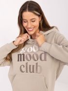 Bluza damska z kapturem, beżowa, Sublevel