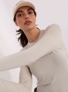 Bluzka damska z długim rękawem, beżowa, Sublevel