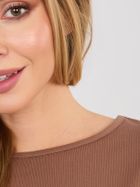 Bluzka damska z długim rękawem, brązowa, Basic Feel Good