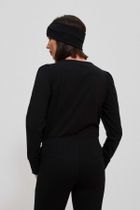 Bluzka damska z długim rękawem, czarna, Moodo