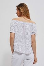 Bluzka damska z krótkim rękawem, biała, Moodo