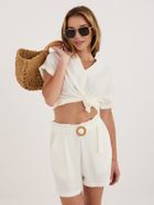 Bluzka damska z krótkim rękawem, biała, Sublevel