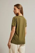 Bluzka damska z krótkim rękawem, khaki, Moodo