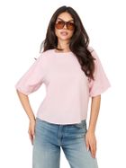 Bluzka damska z krótkim rękawem, różowa, Sublevel